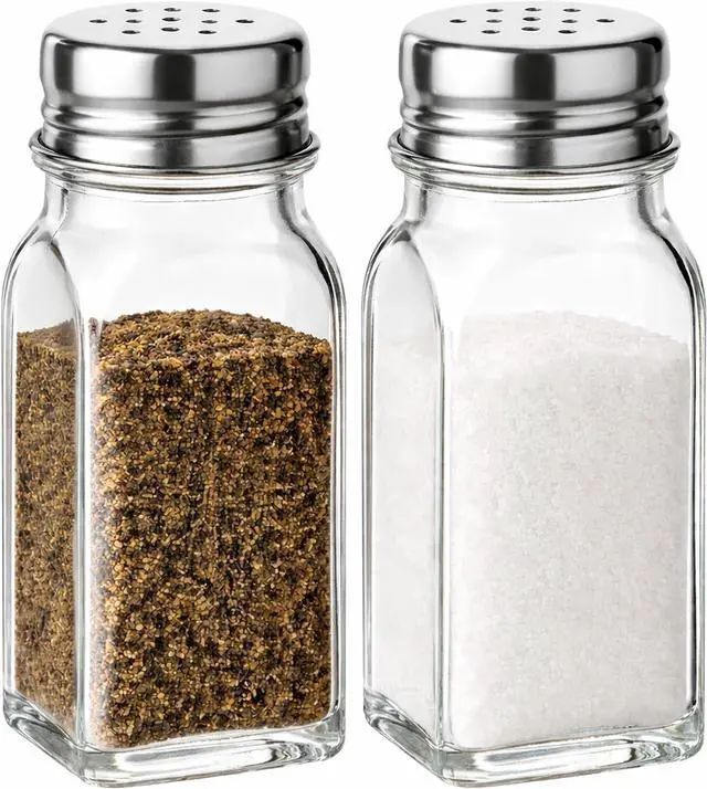 Main image of 2PCS Salt Shaker, Salt and Pepper Shakers Set - Clear Glass | Salt Shaker with Stainless Steel Lid,Kitchen Gadgets ,Dishwasher Safe