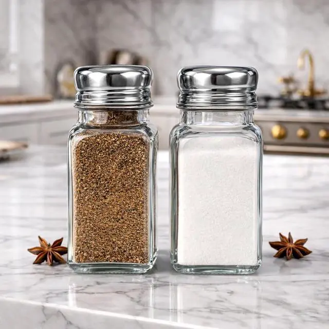 Alt view image 6 of 7 - 2PCS Salt Shaker, Salt and Pepper Shakers Set - Clear Glass | Salt Shaker with Stainless Steel Lid,Kitchen Gadgets ,Dishwasher Safe