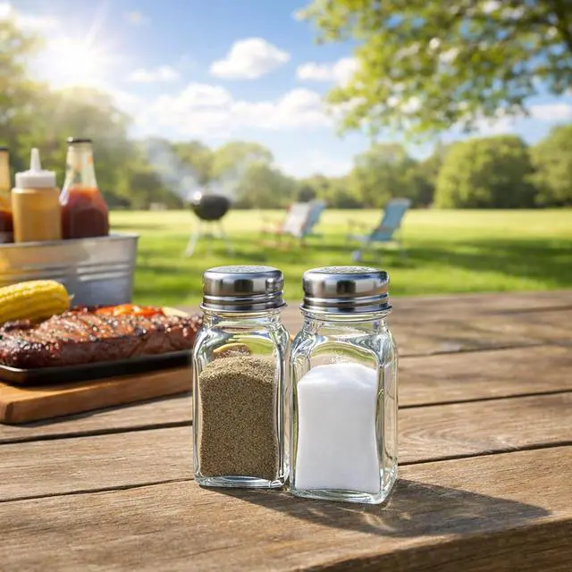 Alt view image 7 of 7 - 2PCS Salt Shaker, Salt and Pepper Shakers Set - Clear Glass | Salt Shaker with Stainless Steel Lid,Kitchen Gadgets ,Dishwasher Safe