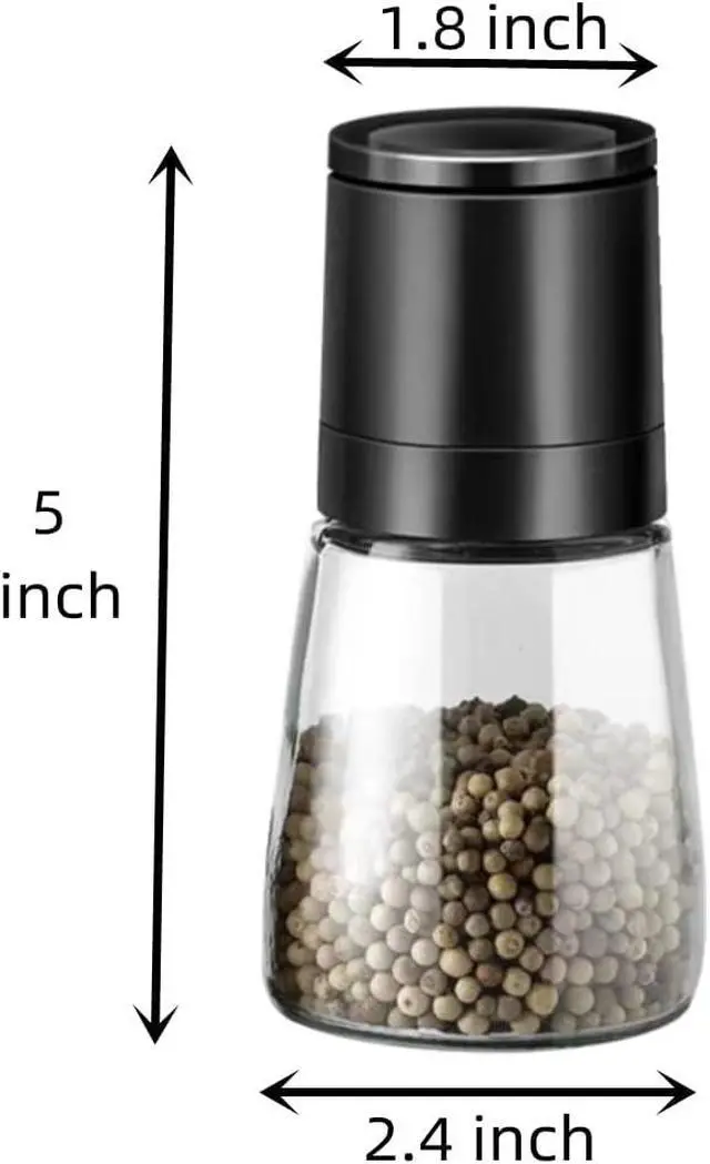 Alt view image 2 of 4 - ZeeDa Salt and Pepper Grinder Adjustable Ceramic Sea Salt Grinder & Pepper Grinder Glass Salt and Pepper Shakers Pepper Mill & Salt Mill (Black)