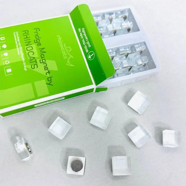 Main image of 15Pcs Fridge MagnetsLocker Decor Magnets,Cute Glass Decorative Magnets for Refrigerator Whiteboard Office Kitchen,Strong Holding Power,White