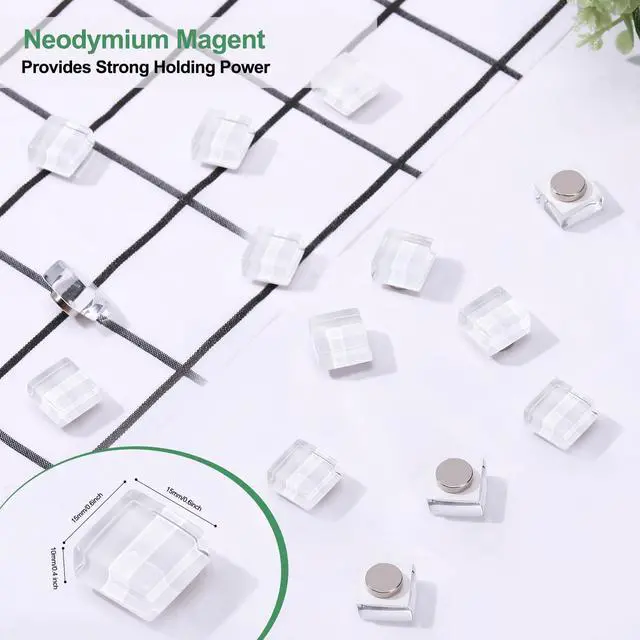 Alt view image 2 of 6 - 15Pcs Fridge MagnetsLocker Decor Magnets,Cute Glass Decorative Magnets for Refrigerator Whiteboard Office Kitchen,Strong Holding Power,White