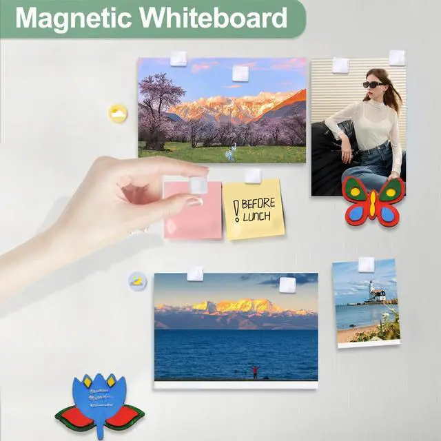 Alt view image 4 of 6 - 15Pcs Fridge MagnetsLocker Decor Magnets,Cute Glass Decorative Magnets for Refrigerator Whiteboard Office Kitchen,Strong Holding Power,White