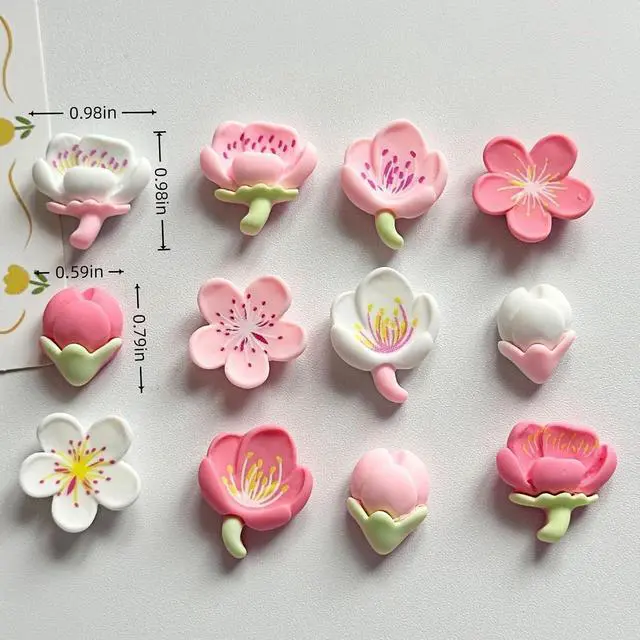 Alt view image 2 of 6 - Pink Cute Flower Fridge Magnets, Colorful Refrigerator Stickers with Meticulously Crafted Pattern for Kitchens, Offices, Lockers and Home Decoration.(12 PCS Sakura)