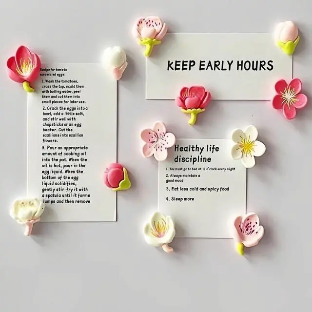 Alt view image 5 of 6 - Pink Cute Flower Fridge Magnets, Colorful Refrigerator Stickers with Meticulously Crafted Pattern for Kitchens, Offices, Lockers and Home Decoration.(12 PCS Sakura)