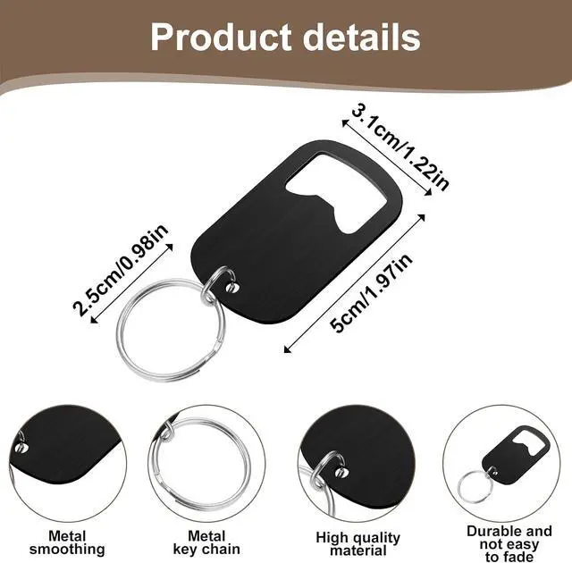 Alt view image 4 of 7 - Ouligay 2Pcs Bottle Opener Keychain Beer Small Bottle Opener Stainless Steel Flat Key Chain Bottles Openers for Bartender Metal Portable Bar Keys for Bartender Bar Restaurant Black