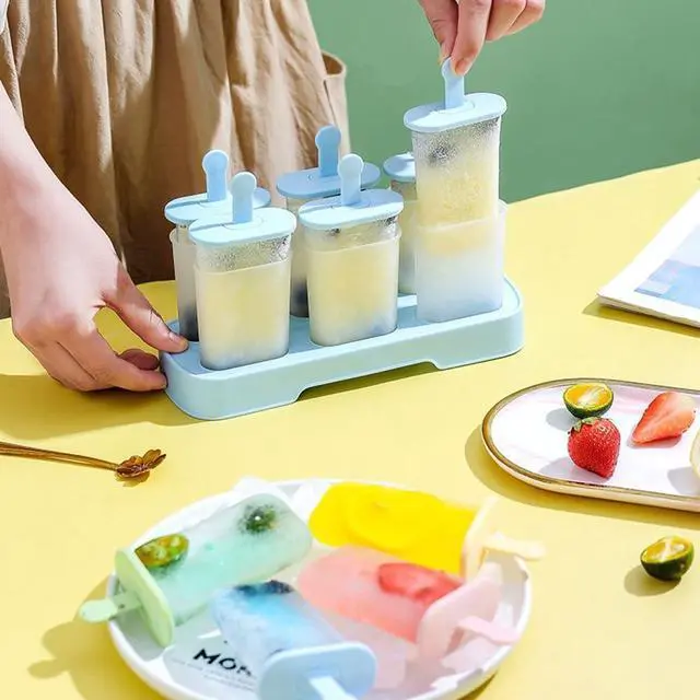 Alt view image 6 of 7 - Popsicle Molds Set 6 Pieces Ice Popsicle Maker-BPA Free,Easy-Release Ice Pop Molds,Homemade Ice Cream Molds (Blue) | with Sticks, BPA Free, Make Healthy Pops,Easy-Release, Homemade(Blue)