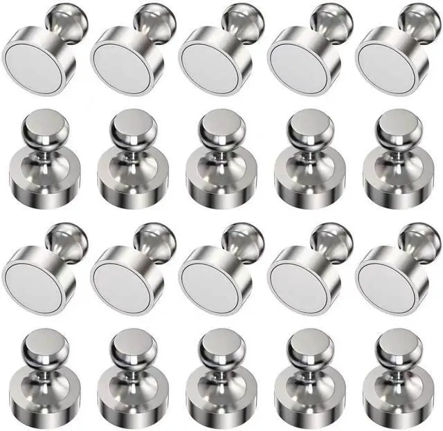 Main image of 20PCS Fridge Magnets, Refrigerator Magnets for Whiteboard, Silver | Small Strong Stainless Steel Magnetic Push Pins for Office Classroom Kitchen Calendar Organization Decorative