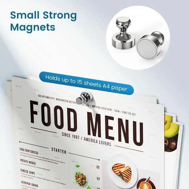 Alt view image 4 of 7 - 20PCS Fridge Magnets, Refrigerator Magnets for Whiteboard, Silver | Small Strong Stainless Steel Magnetic Push Pins for Office Classroom Kitchen Calendar Organization Decorative