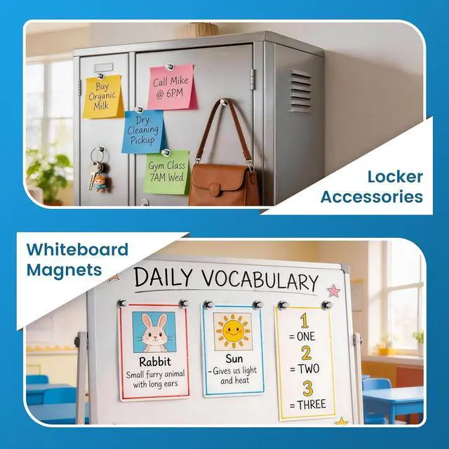 Alt view image 5 of 7 - 20PCS Fridge Magnets, Refrigerator Magnets for Whiteboard, Silver | Small Strong Stainless Steel Magnetic Push Pins for Office Classroom Kitchen Calendar Organization Decorative