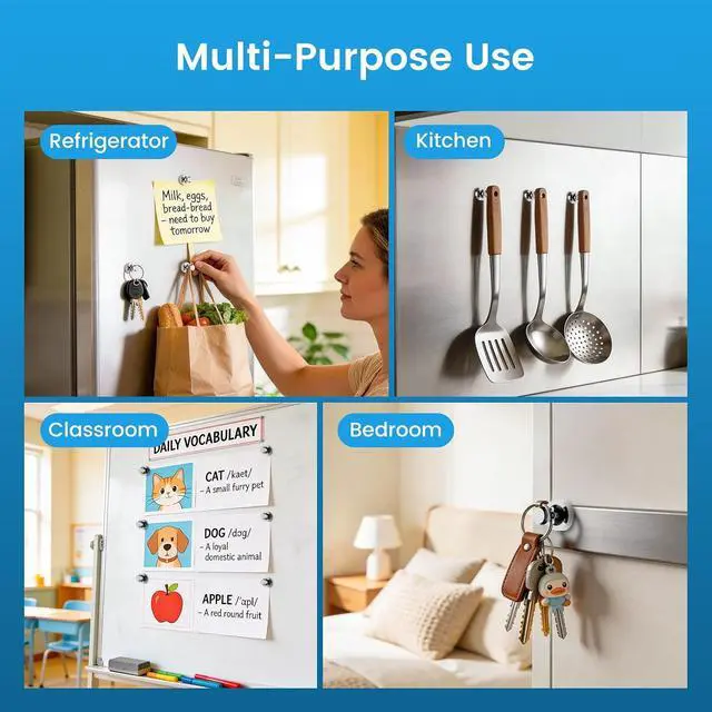 Alt view image 7 of 7 - 20PCS Fridge Magnets, Refrigerator Magnets for Whiteboard, Silver | Small Strong Stainless Steel Magnetic Push Pins for Office Classroom Kitchen Calendar Organization Decorative