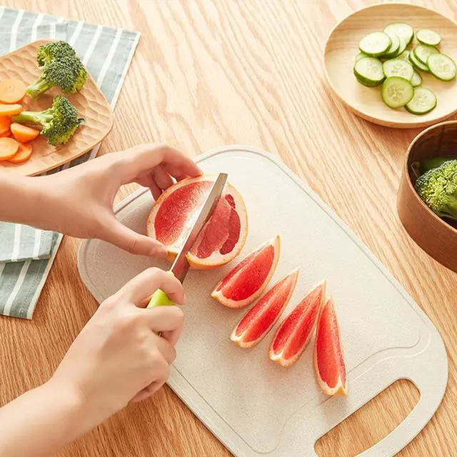 Alt view image 4 of 6 - 4 Pack Small Cutting Board for Kitchen Wheat Straw Plastic Cute Mini Kids Cutting Boards Fruit Mats