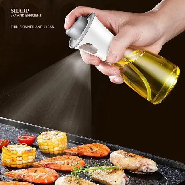 Alt view image 3 of 7 - 6.09oz/180ml Oil Sprayer Glass Oil Dispenser Bottle Spray Lemon Juice Sprayer for Cooking, Salad, BakingCleaning, Plants(White)