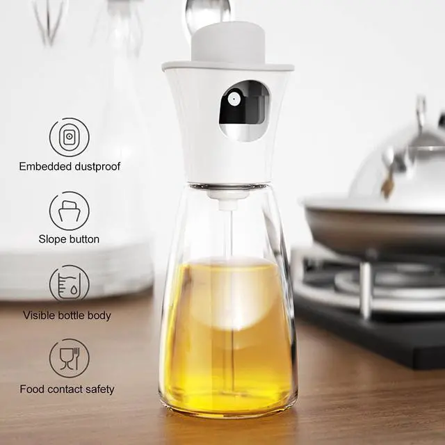 Alt view image 4 of 7 - 6.09oz/180ml Oil Sprayer Glass Oil Dispenser Bottle Spray Lemon Juice Sprayer for Cooking, Salad, BakingCleaning, Plants(White)