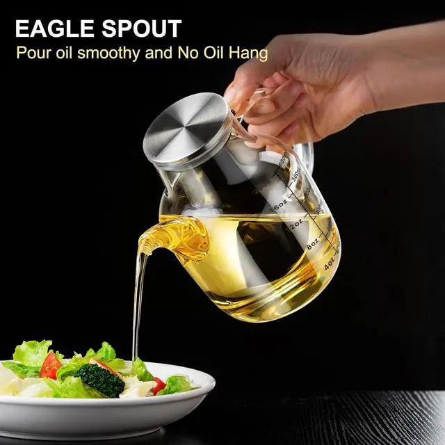 Alt view image 3 of 6 - PARACITY Glass Oil Dispenser Bottle with Measurements, Oil Dispenser Bottle for Kitchen, 20.3 OZ Oil Container Kitchen for Olive/Vinegar/Cooking/Soy Sauce