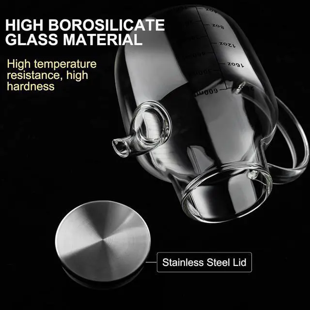 Alt view image 5 of 6 - PARACITY Glass Oil Dispenser Bottle with Measurements, Oil Dispenser Bottle for Kitchen, 20.3 OZ Oil Container Kitchen for Olive/Vinegar/Cooking/Soy Sauce