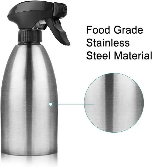 Alt view image 4 of 7 - Accmor Olive Oil Sprayer, Vinegar Sprayer Dispenser, Safety Exquisitely Stainless Steel Container Seasoning Kitchenware Tools for BBQ, Cooking, Frying and Grilling (17oz (500ML))