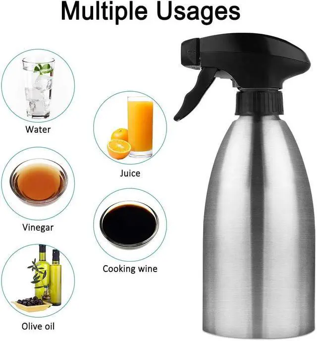 Alt view image 5 of 7 - Accmor Olive Oil Sprayer, Vinegar Sprayer Dispenser, Safety Exquisitely Stainless Steel Container Seasoning Kitchenware Tools for BBQ, Cooking, Frying and Grilling (17oz (500ML))