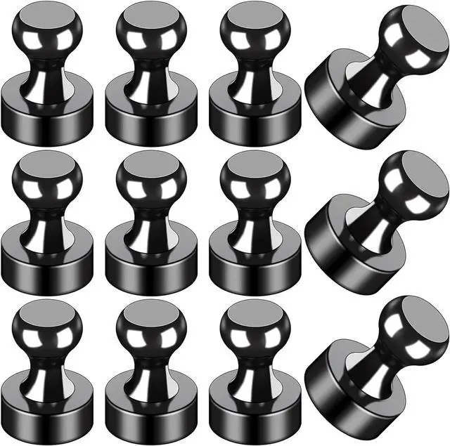 Main image of LOVIMAG Fridge Magnets 12Pcs, Magnet for Refrigerator Whiteboard, Black | Small Strong Neodymium Metal Cute Push Pin for Classroom, Kitchen, Accessories Decorative, Office, Calendar