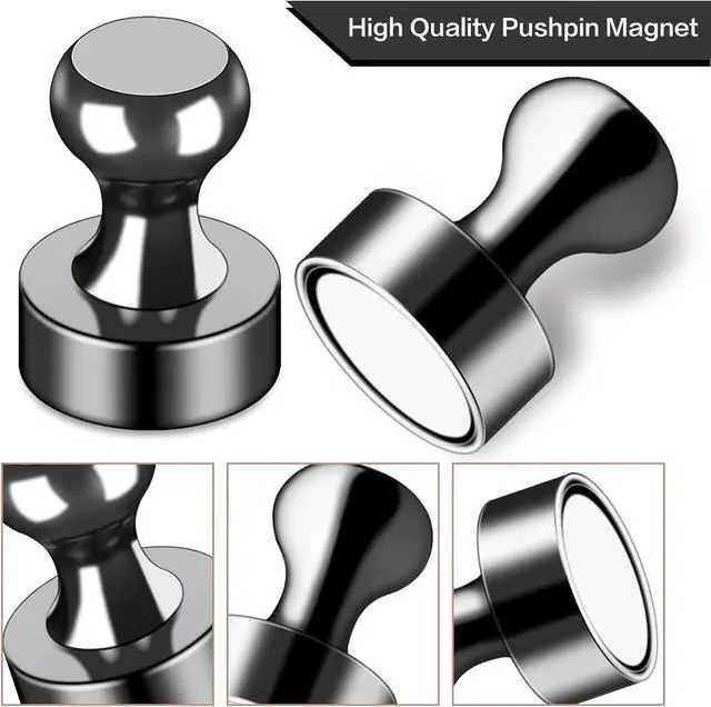 Alt view image 5 of 7 - LOVIMAG Fridge Magnets 12Pcs, Magnet for Refrigerator Whiteboard, Black | Small Strong Neodymium Metal Cute Push Pin for Classroom, Kitchen, Accessories Decorative, Office, Calendar