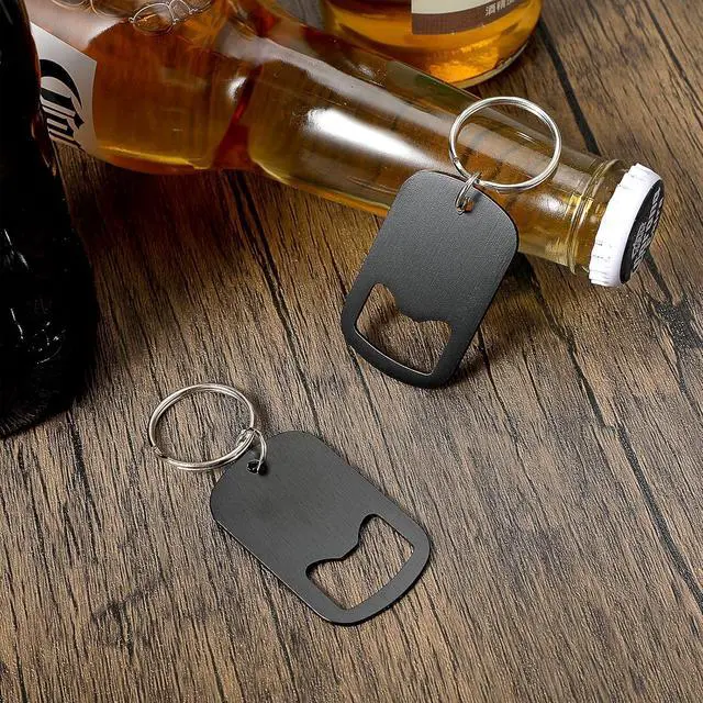 Alt view image 6 of 7 - Ouligay 2Pcs Bottle Opener Keychain Beer Small Bottle Opener Stainless Steel Flat Key Chain Bottles Openers for Bartender Metal Portable Bar Keys for Bartender Bar Restaurant Black