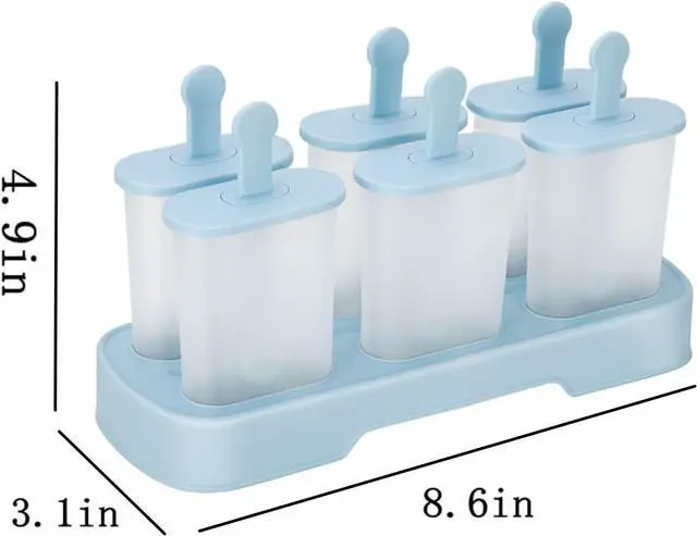 Alt view image 3 of 7 - Popsicle Molds Set 6 Pieces Ice Popsicle Maker-BPA Free,Easy-Release Ice Pop Molds,Homemade Ice Cream Molds (Blue) | with Sticks, BPA Free, Make Healthy Pops,Easy-Release, Homemade(Blue)
