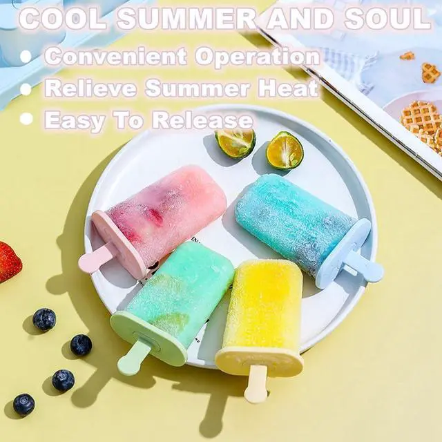 Alt view image 4 of 7 - Popsicle Molds Set 6 Pieces Ice Popsicle Maker-BPA Free,Easy-Release Ice Pop Molds,Homemade Ice Cream Molds (Blue) | with Sticks, BPA Free, Make Healthy Pops,Easy-Release, Homemade(Blue)