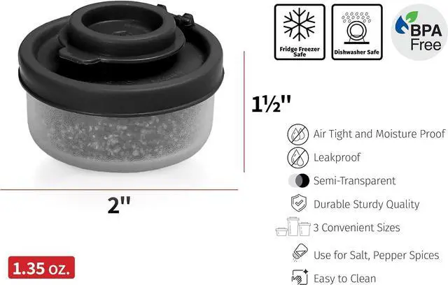 Alt view image 6 of 6 - SIGNORAWARE Salt and Pepper Shakers Moisture Proof Mini Salt Shaker to go Camping Picnic Outdoors Kitchen Lunch Boxes Travel Spice Set Clear with colored lids Plastic Airtight Dispenser (Small,3 pack)