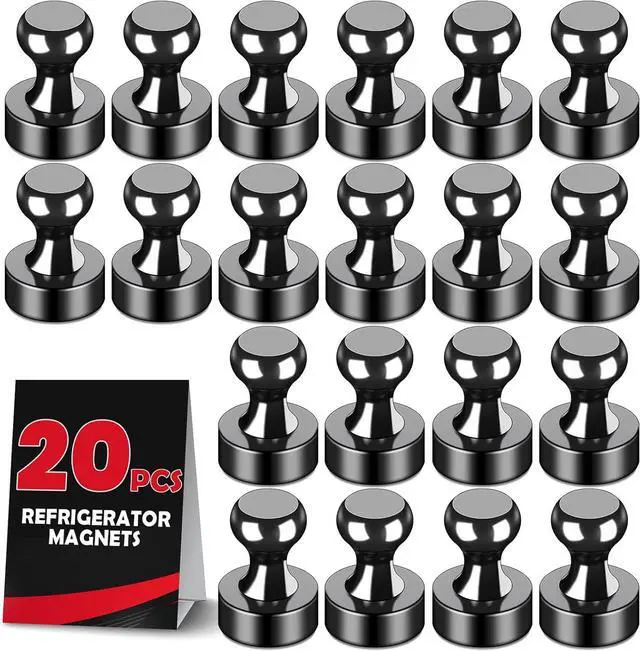 Main image of LOVIMAG Fridge Magnets 20Pcs, Magnet for Refrigerator Whiteboard, Black | Small Strong Neodymium Metal Cute Push Pin for Classroom, Kitchen, Accessories Decorative, Office, Calendar