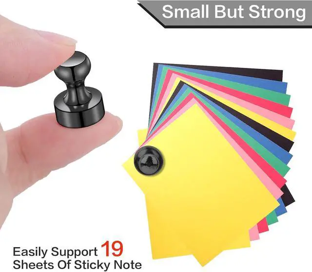 Alt view image 3 of 7 - LOVIMAG Fridge Magnets 20Pcs, Magnet for Refrigerator Whiteboard, Black | Small Strong Neodymium Metal Cute Push Pin for Classroom, Kitchen, Accessories Decorative, Office, Calendar