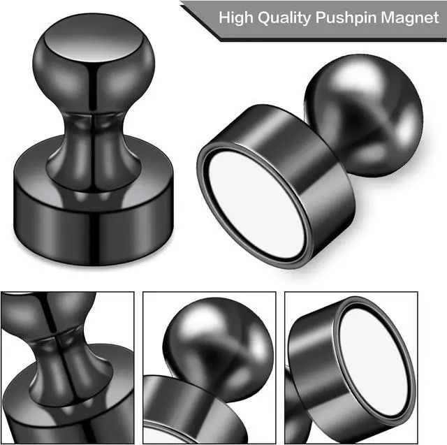 Alt view image 5 of 7 - LOVIMAG Fridge Magnets 20Pcs, Magnet for Refrigerator Whiteboard, Black | Small Strong Neodymium Metal Cute Push Pin for Classroom, Kitchen, Accessories Decorative, Office, Calendar