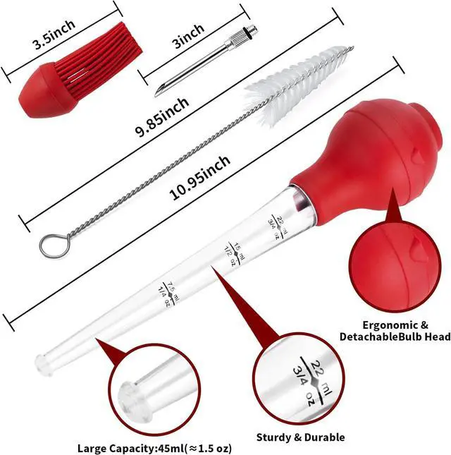 Alt view image 2 of 6 - Turkey Baster Premium Baster Tool for Cooking Baster Syringe for Baking | Roaster Baster, Include Detachable Silicone Bulb, 2 Meat Marinade Injector Needles food safe material for Thanksgiving