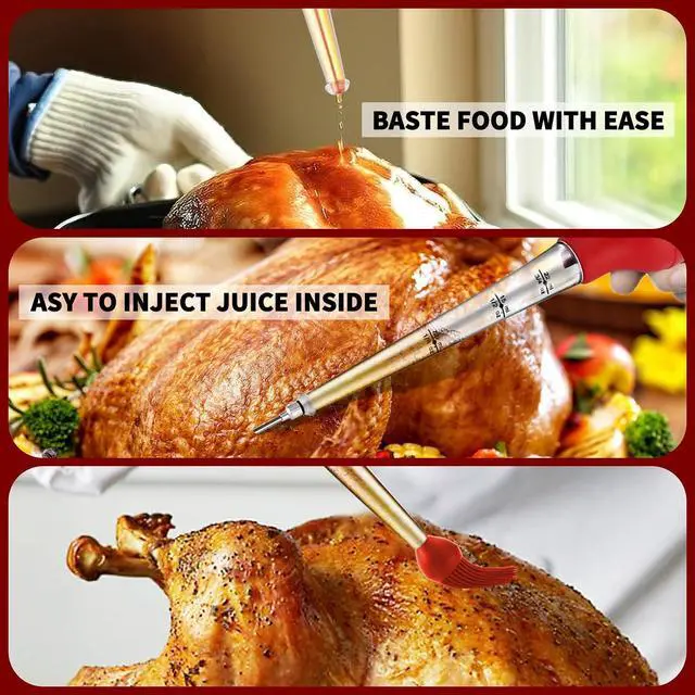 Alt view image 4 of 6 - Turkey Baster Premium Baster Tool for Cooking Baster Syringe for Baking | Roaster Baster, Include Detachable Silicone Bulb, 2 Meat Marinade Injector Needles food safe material for Thanksgiving
