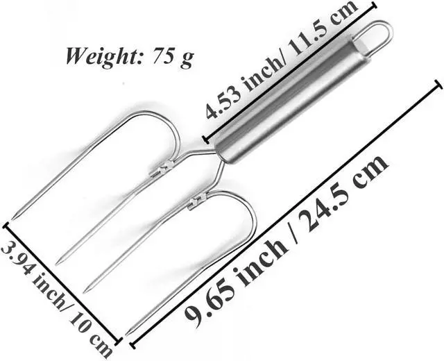 Alt view image 2 of 7 - Thanksgiving Turkey & Roast Lifters, Stainless Steel Roaster Forks, Transfer Chicken or Ham Poultry Lifters Easily, Four Needle Meat Fork, Set of 2