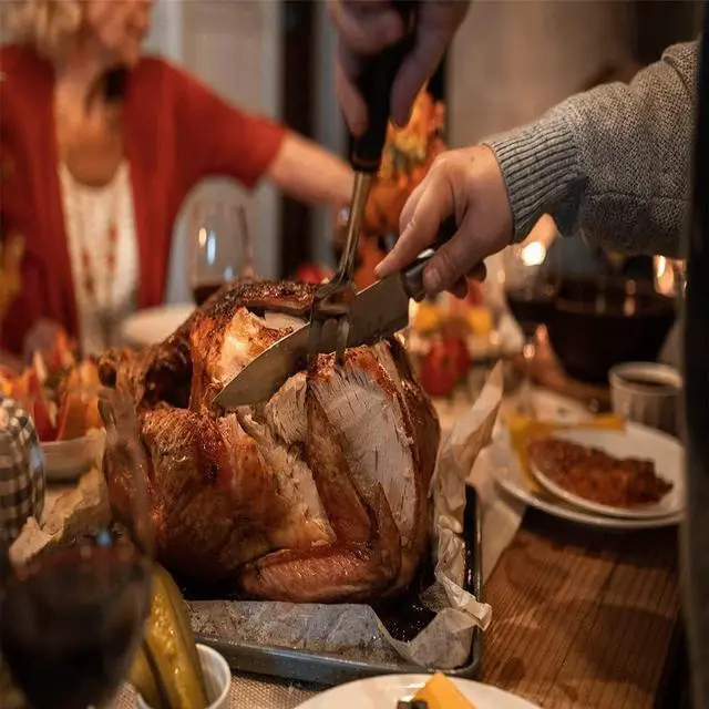 Alt view image 6 of 7 - Thanksgiving Turkey & Roast Lifters, Stainless Steel Roaster Forks, Transfer Chicken or Ham Poultry Lifters Easily, Four Needle Meat Fork, Set of 2