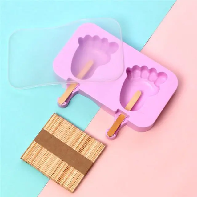 Main image of Cute Foot Popsicle Molds,Silicone Footprint Ice Pop Molds (Foot) | Homemade Popsicle Silicone Mold with 100pcs Popsicle Sticks Reusable Easy Release Ice Pop Maker