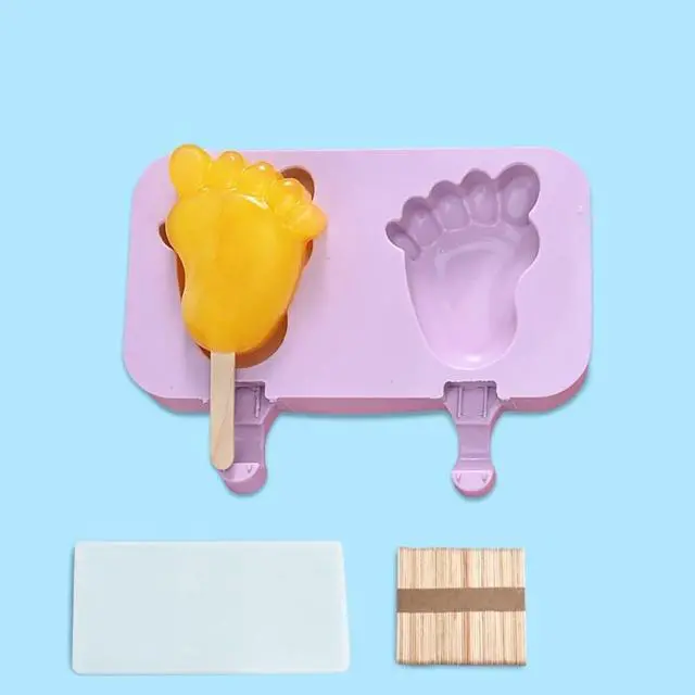 Alt view image 2 of 5 - Cute Foot Popsicle Molds,Silicone Footprint Ice Pop Molds (Foot) | Homemade Popsicle Silicone Mold with 100pcs Popsicle Sticks Reusable Easy Release Ice Pop Maker