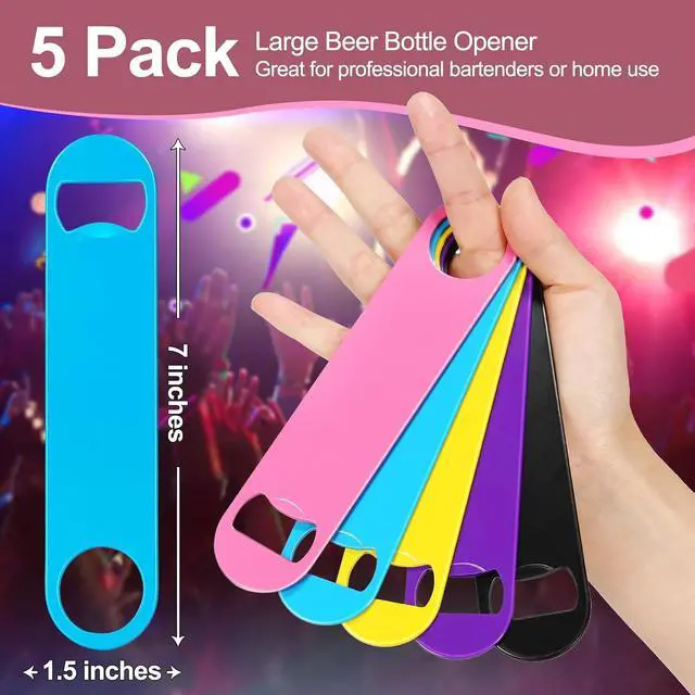 Alt view image 2 of 7 - WEGAZ-5 Pack 7 Inches Large Colorful Beer Bottle OpenersStainless Steel