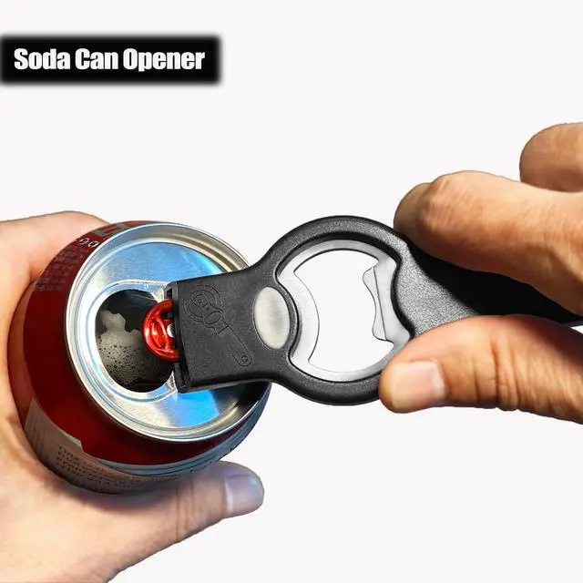 Alt view image 3 of 7 - 3-in-1 Magnetic Bottle & Can Opener, Manual Can Punch Opener, Black | Punch Can Opener for Liquid with Cap Catcher, Stick to Fridge/Refrigerator for Easy Storage,Magnet Can Tapper Church Key