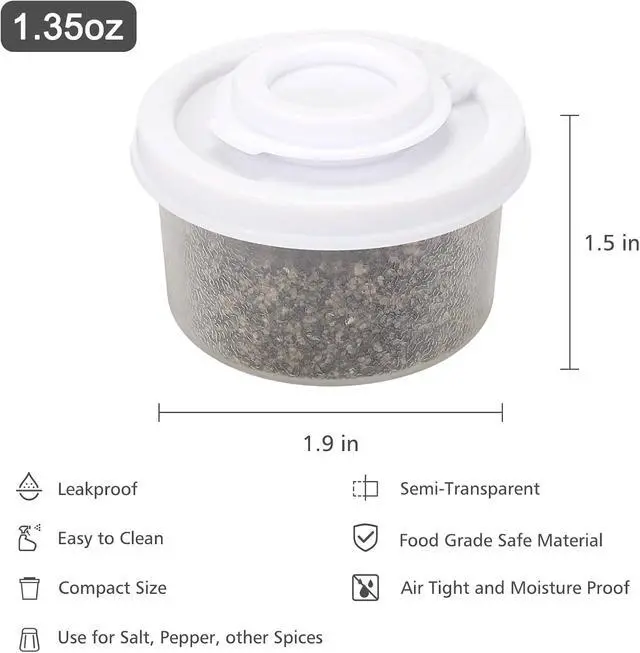 Alt view image 3 of 7 - Accmor 4pcs Salt and Pepper Shakers, Mini Salt Shaker to go Moisture Proof Salt Pepper Shakers Spice Container Dispenser for Camping Picnic Lunch Boxes Travel Kitchen