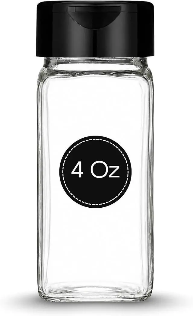 Alt view image 8 of 14 - 4 oz Glass Spice Jar with Dual Sifter Cap | Small Clear Glass Jar with Lid for Spices, Herbs, Salt, Pepper & Seasoning Storage | Food Grade BPA Free, USA Made