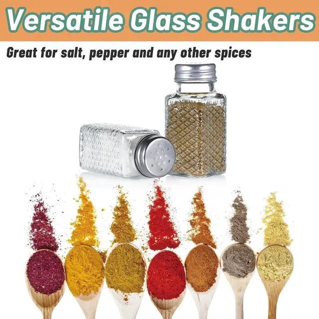 Alt view image 4 of 7 - 2 Pack Glass Salt and Pepper Shakers Set, Vintage Spice Shakers for Dining Room Table, Kitchen, Restaurant (Grid Pattern)