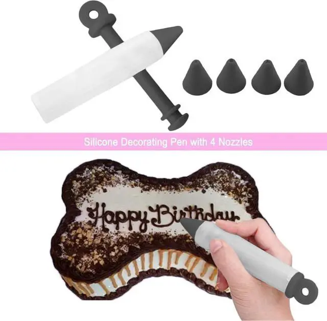 Alt view image 3 of 6 - HINMAY Silicone Dog Bone Cake Pan with Decorating Pen (Black, 10") | Bone Shape Cake Mold