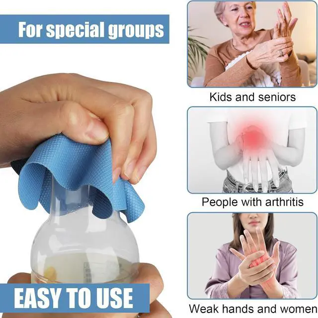 Alt view image 6 of 7 - LUTER 4pcs Jar Opener Gripper Pad for Seniors with Weak Hands, Rubber | Multi-function Silicone Bottle Opener Lid Cap Rubber Gripper Pads Kitchen Coasters Gadgets, Light Blue, Green