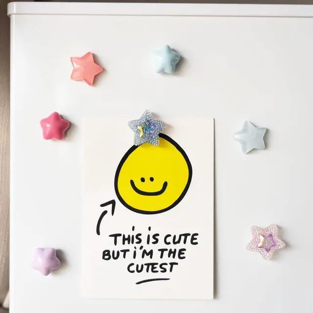 Alt view image 5 of 7 - KEYDUACU Cute Fridge Magnets,Colorful Strong Star Magnets Refrigerator | 15Pcs Shiny Colorful 3D Craft Decor Magnet,Fun Strong Fridge Magnets for Kitchen,Office Whiteboard, Cabinet and Locker