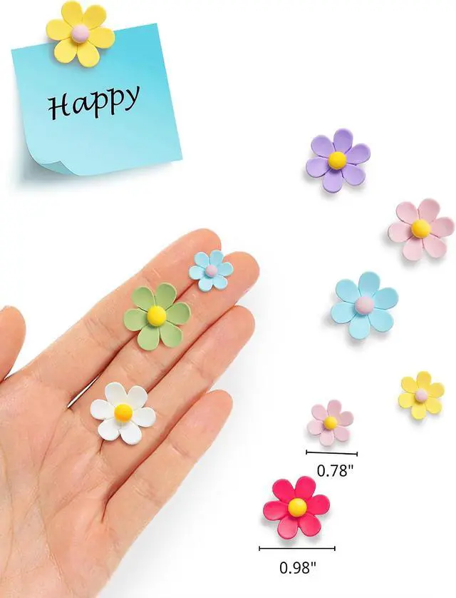Alt view image 2 of 7 - Mymazn Fridge Magnets Cute Colorful Refrigerator Magnets 3D Flower 14PCS | Funny Decorative Magnet for Office Kitchen Locker (7 Small+7 Large)