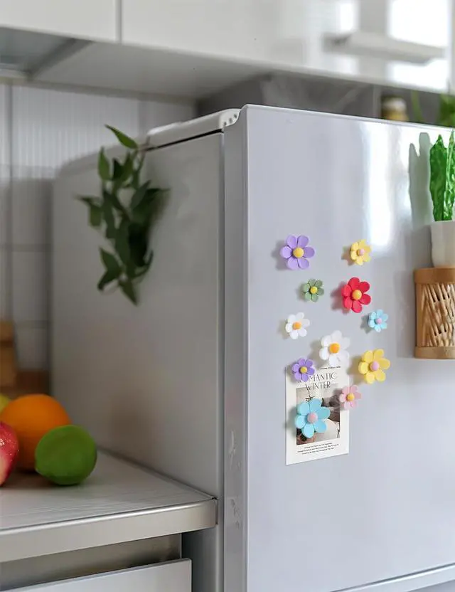 Alt view image 3 of 7 - Mymazn Fridge Magnets Cute Colorful Refrigerator Magnets 3D Flower 14PCS | Funny Decorative Magnet for Office Kitchen Locker (7 Small+7 Large)