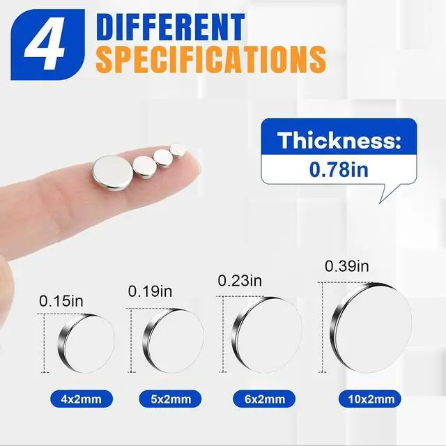 Alt view image 2 of 6 - TRYMAG 200Pcs Small Magnets, 4 Different Sizes Neodymium Magnet for Crafts | Tiny Mini Round Refrigerator Magnets, Multi-Use for 3D Printing, Fridge, DIY, Office, Hobbies and Science