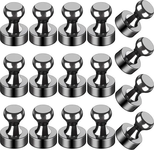 Main image of LOVIMAG Fridge Magnets 16Pcs, Magnet for Refrigerator Whiteboard, Black | Small Strong Neodymium Metal Cute Push Pin for Classroom, Kitchen, Accessories Decorative, Office, Calendar