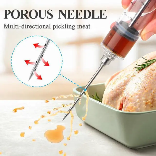 Alt view image 2 of 7 - Tri-Sworker Plastic Meat Injector Kit for Smoker with 3 Flavor Food Syringe Needles, Ideal for Injecting Marinade into Turkey, Meat, Brisket; 1-OZ; Including Paper User Manual, Recipe E-Book (PDF)